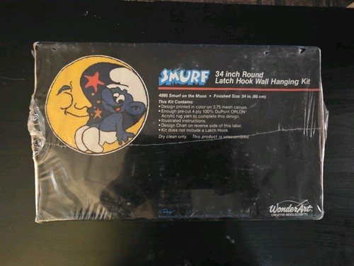 Vintage WonderArt SMURF on the Moon Latch Hook Rug Kit 34" - photo 2