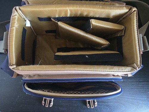 Vintage Nikon Camera Shoulder Bag Blue Tan Canvas - photo 3