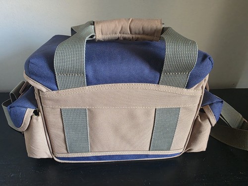 Vintage Nikon Camera Shoulder Bag Blue Tan Canvas - photo 4
