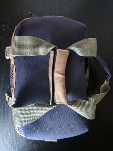 Vintage Nikon Camera Shoulder Bag Blue Tan Canvas - photo 5