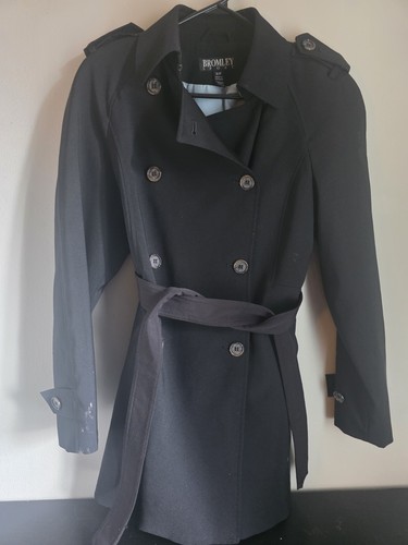 Bromley Sport Women's Black Double Breasted Trench Coat Small