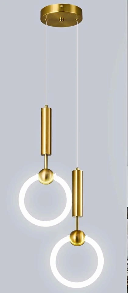 BRAND NEW ADCTHOME 2 Lights Gold Modern LED Pendant Light