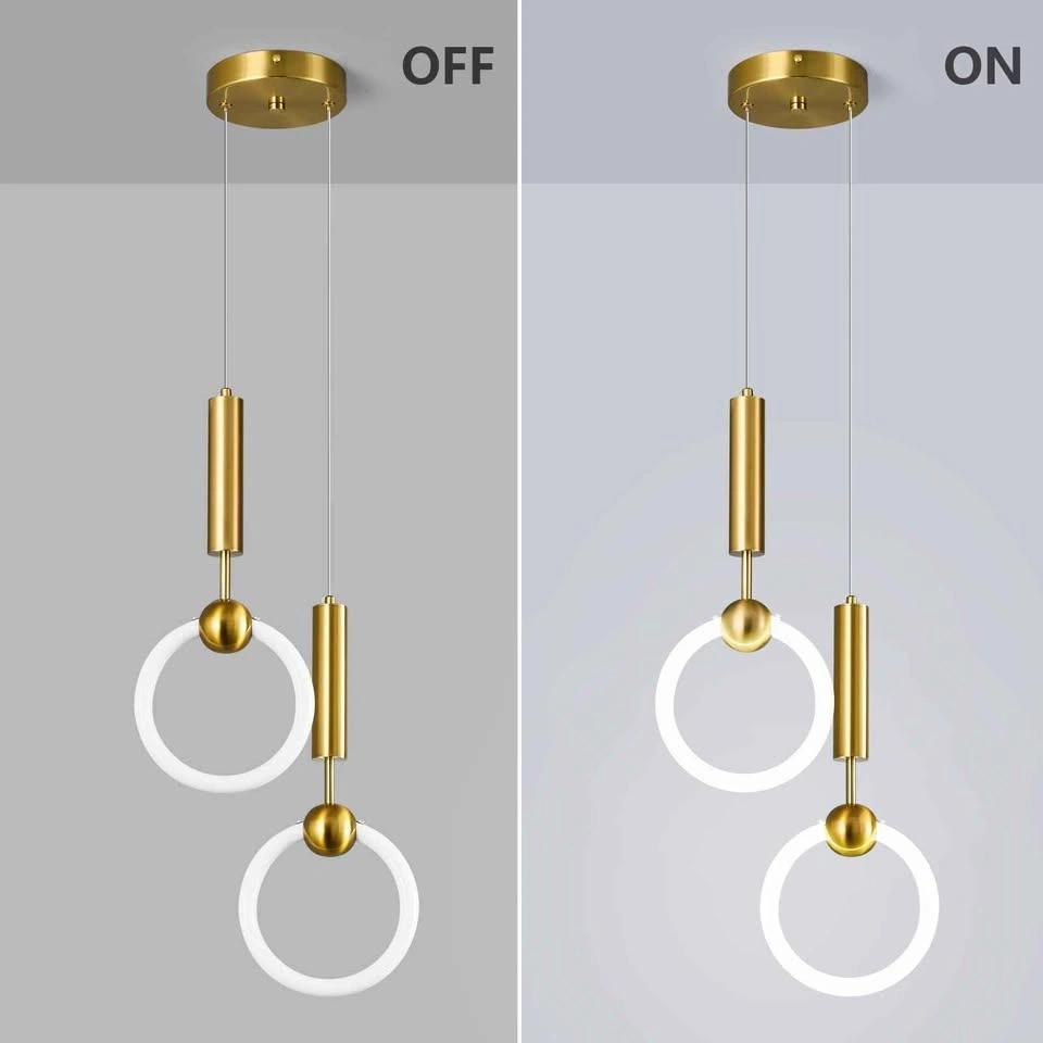 BRAND NEW ADCTHOME 2 Lights Gold Modern LED Pendant Light - photo 4