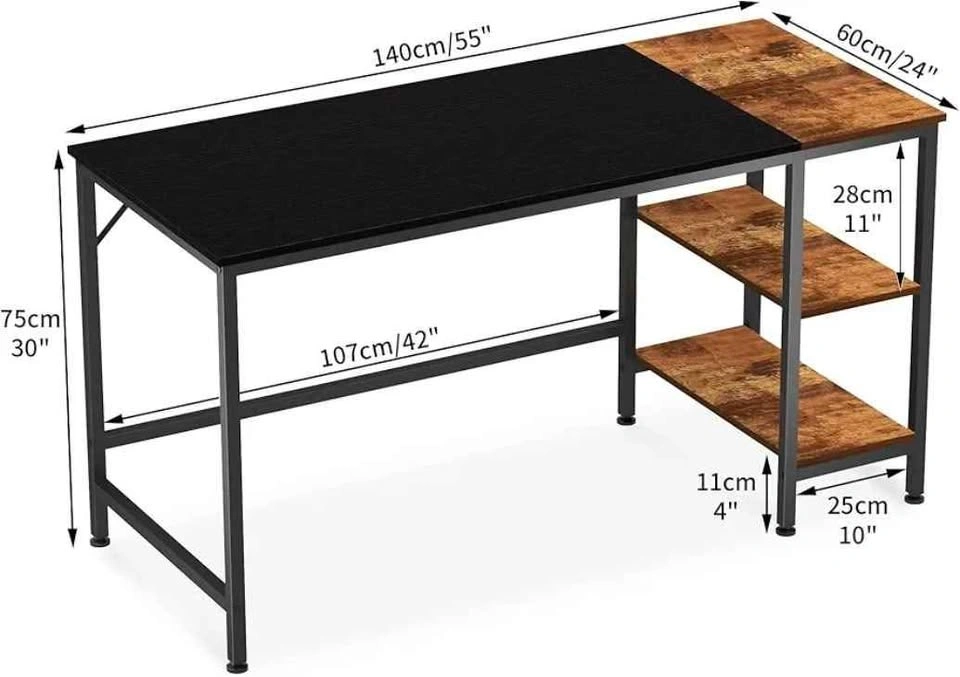 JOISCOPE 55 Inch Computer Office Writing Desk with Shelves - photo 3