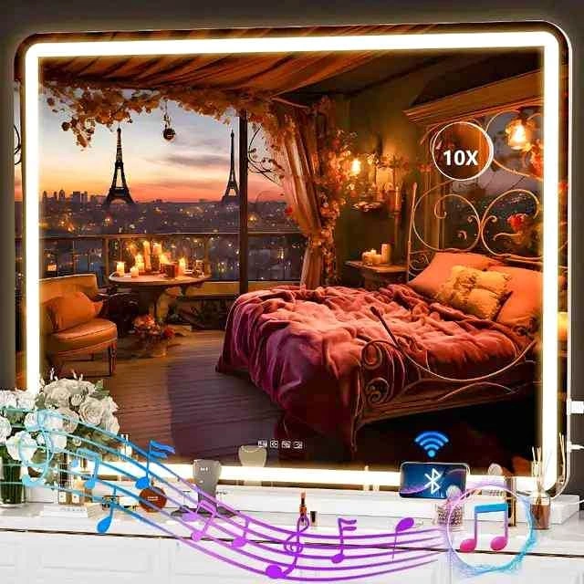 BRAND NEW Hasipu 40"x32" LED Vanity Makeup Mirror, Bluetooth
