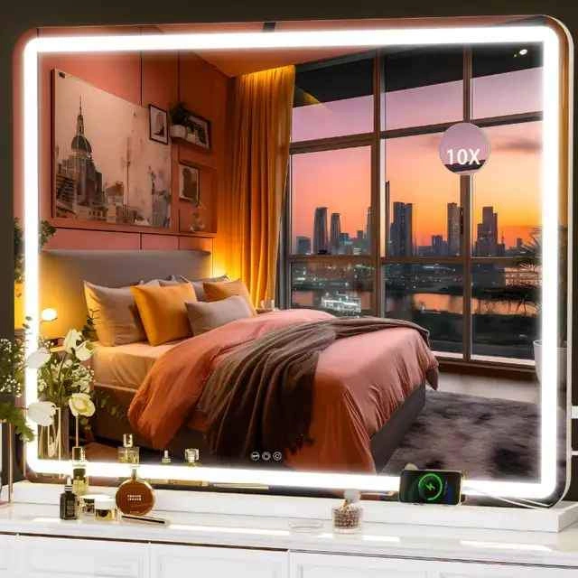BRAND NEW Hasipu 40"x32" LED Vanity Makeup Mirror, Bluetooth - photo 3