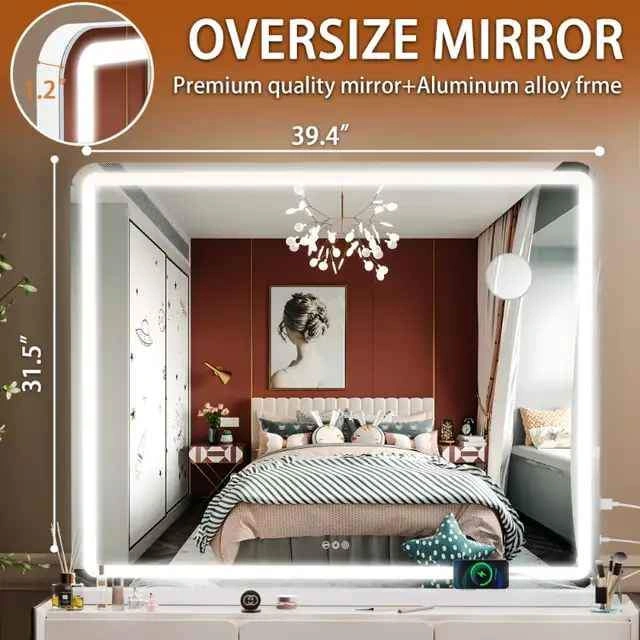 BRAND NEW Hasipu 40"x32" LED Vanity Makeup Mirror, Bluetooth - photo 4