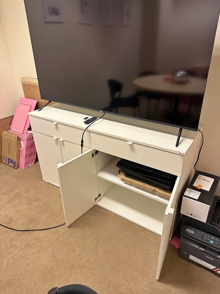 White Dresser/TV Stand! Already assembled, light office use only