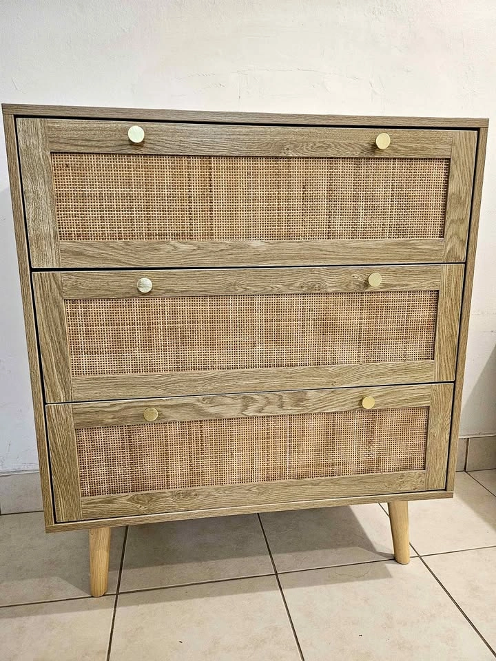 3-Drawer Rattan Dresser
