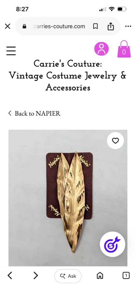 Vintage Gold Tone Dusty Leaf Brooch Napier - 1981 - photo 3