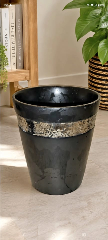 Black Crackle Waste Basket
