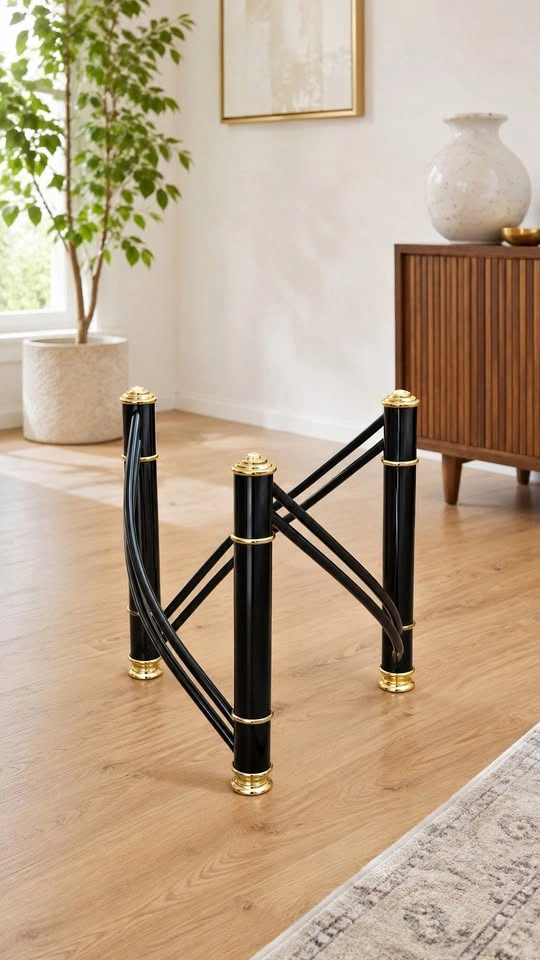 Black & Gold Metal Table Base – Base Only