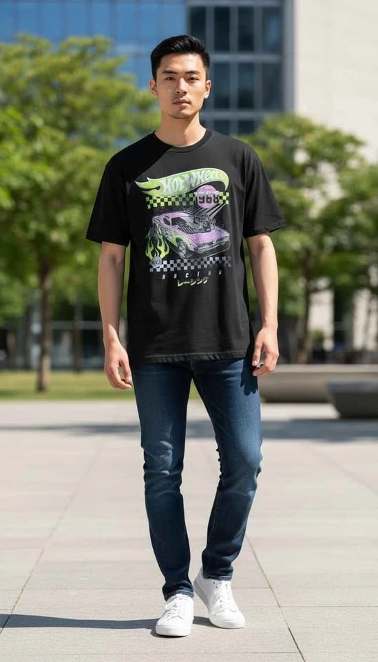 Hot Wheels Racing Graphic Tee Black Shirt Since 1968 Retro Muscl - photo 2