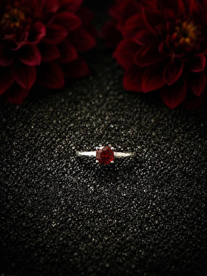 Sterling Silver and Red Garnet Ring