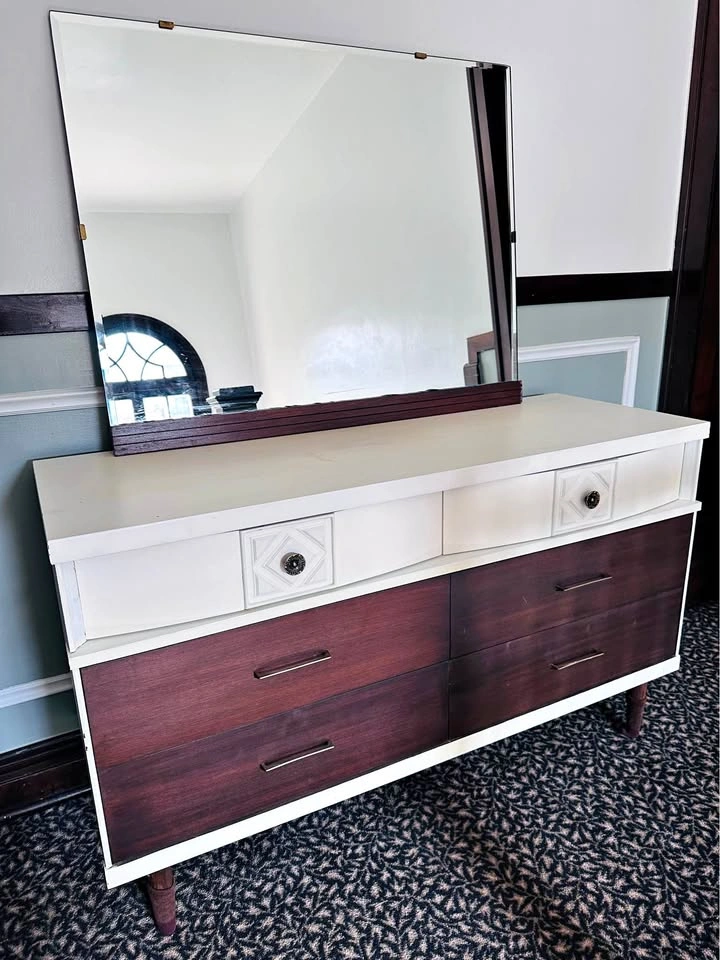 MCM Six Drawer Dresser and Mirror