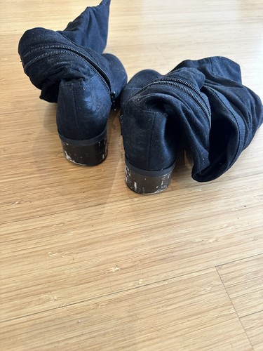 Classic Black Suede Knee High Boots Women Size 6.5 - photo 3