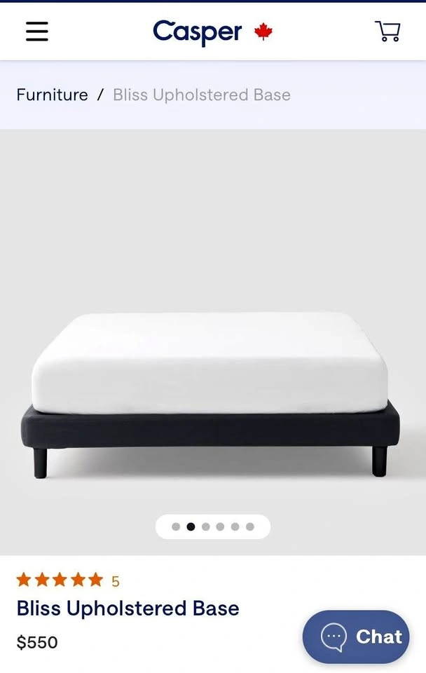 Casper Bliss Upholstered Base & mattress (queen size)