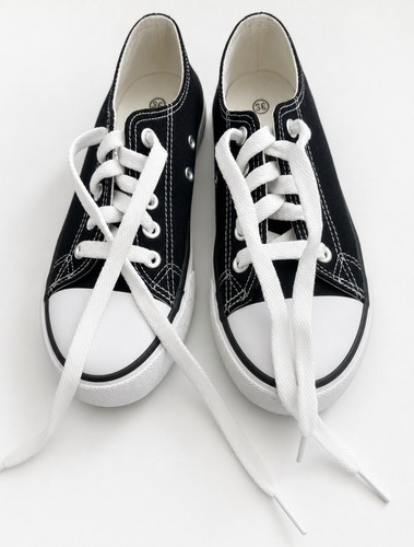 Kids Black & White Canvas Low-Top Sneakers Pink Accent - photo 3