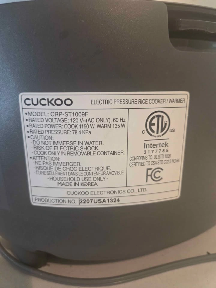 Cuckoo 10-Cup Twin Pressure Rice Cooker (120V) - photo 5