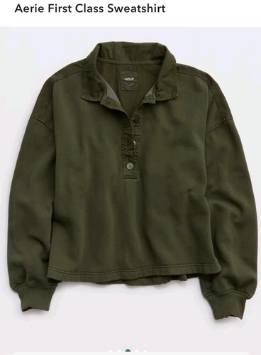 Aerie First Class Sweatshirt Women's XL Green Long Sleeve