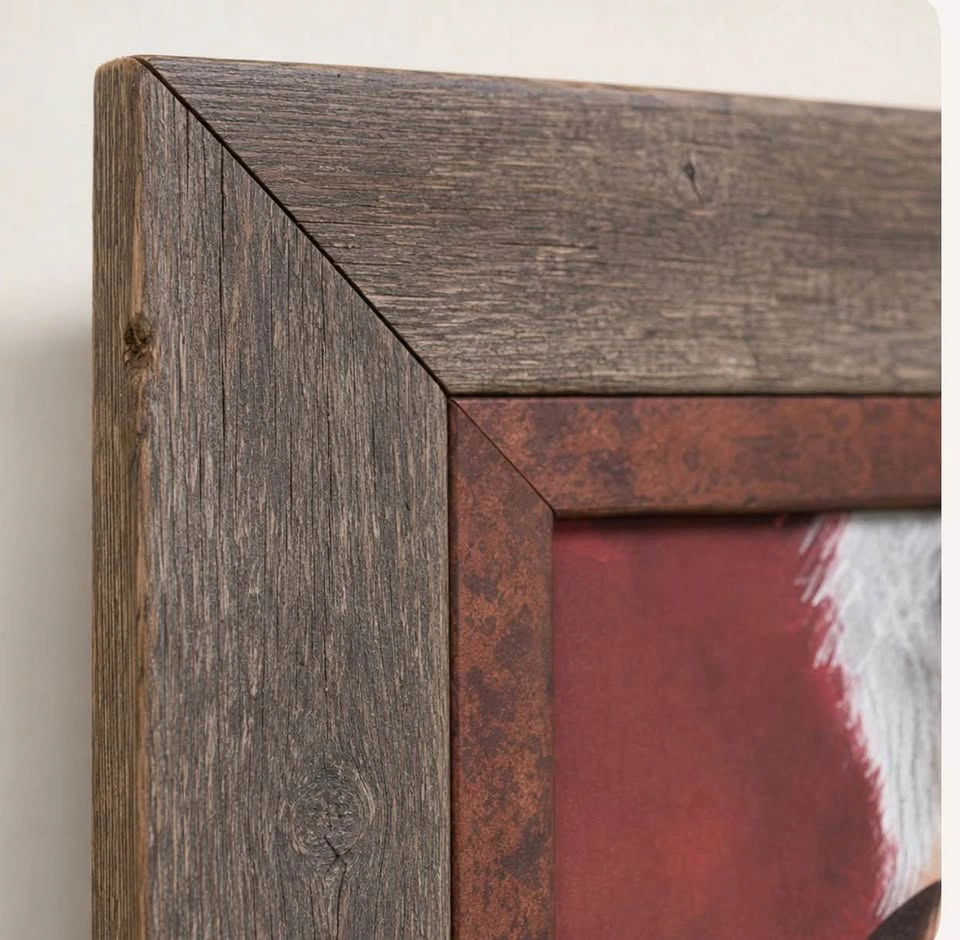Rustic Framed Portrait Painting – Textured Brushwork, Vintage St - photo 2