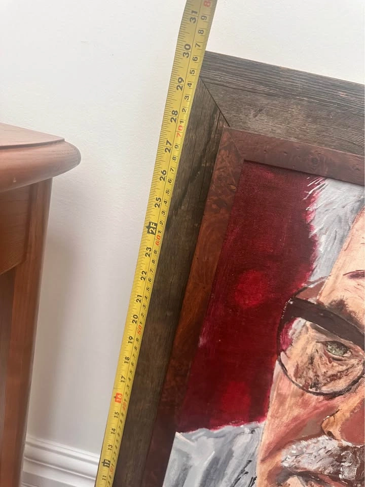 Rustic Framed Portrait Painting – Textured Brushwork, Vintage St - photo 3