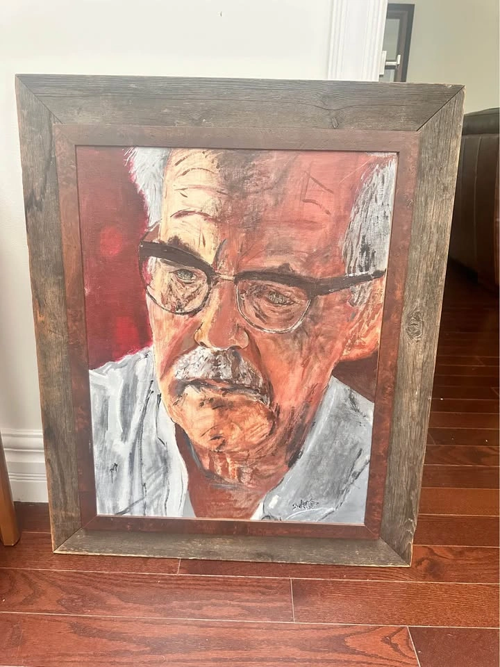 Rustic Framed Portrait Painting – Textured Brushwork, Vintage St - photo 5