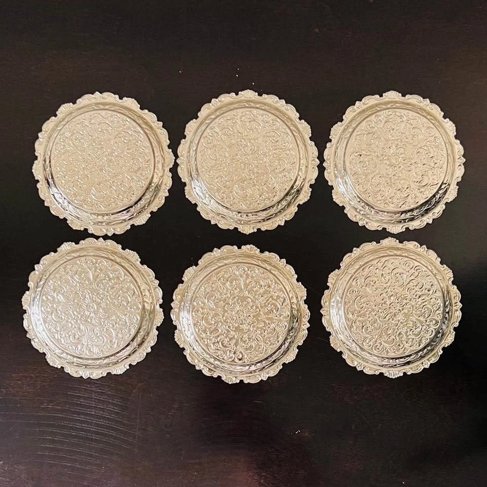 Set of 6 Tin Coffee Cup Coasters Table Protectors Home Decor - photo 3
