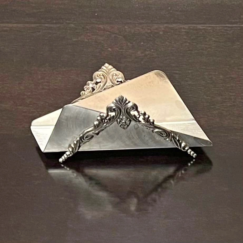 Vintage Silver-plated Small Napkin Holder / Letter Holder