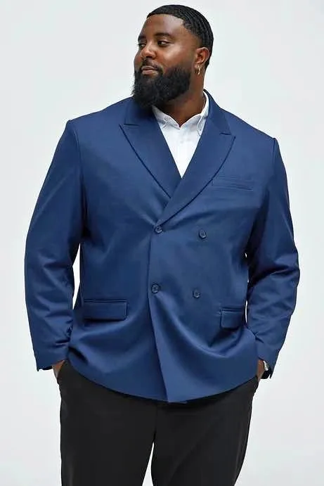 Fashion Nova Double Breasted Blazer Jacket Navy 3XL XXXL 52-54