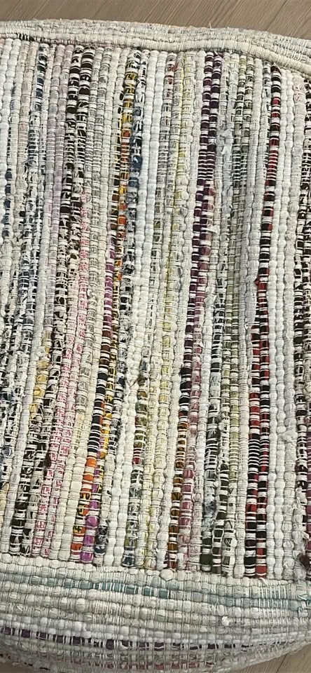 Woven Rag Rug Floor Pouf Ottoman - photo 2