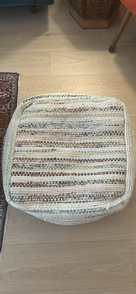 Woven Rag Rug Floor Pouf Ottoman - photo 4