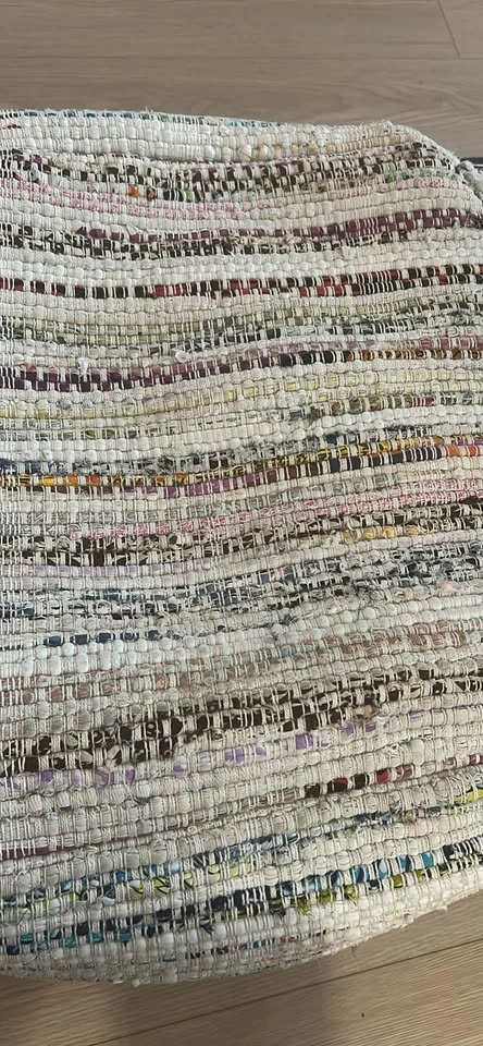Woven Rag Rug Floor Pouf Ottoman - photo 5