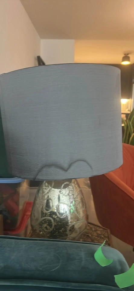 Mercury Glass Table Lamp with Grey Shade - photo 3