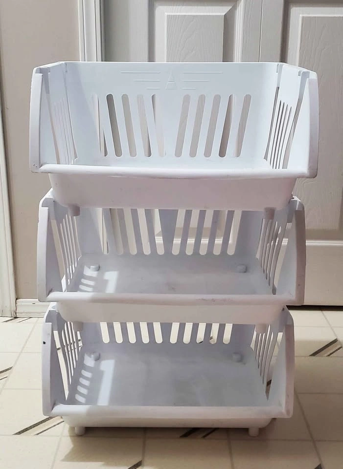 Set of 3 White Stackable Plastic Storage Bins - photo 5