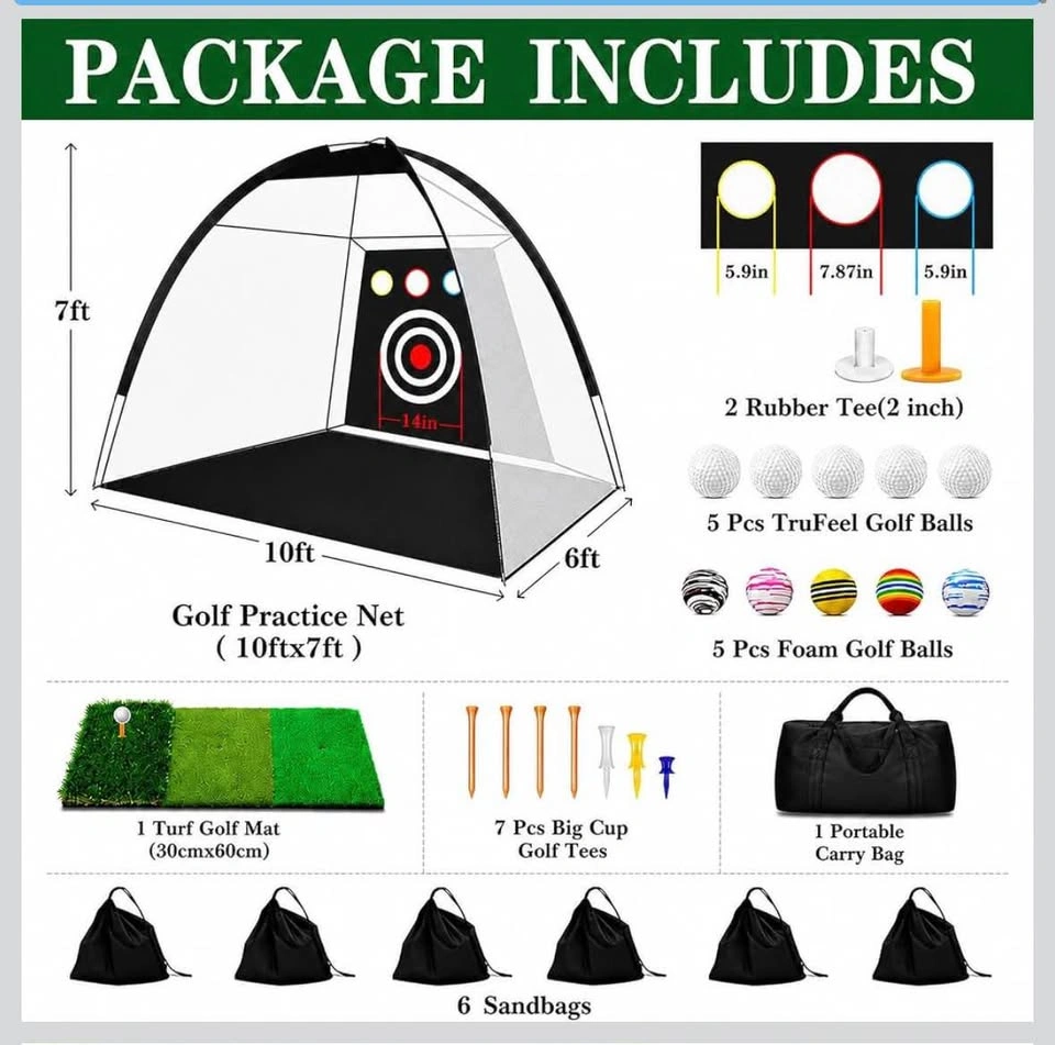 Golf Practice Net 10×7ft – Indoor & Outdoor Golf Hitting Net - photo 2