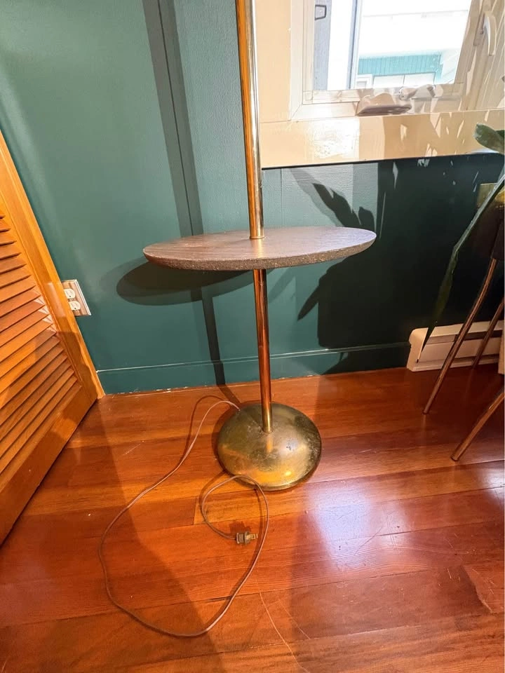 Mid-Century Modern Floor Lamp with Integrated Side Table - photo 4