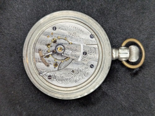 Antique American Waltham 15 Jewel Pocket Watch Silverode Hunter - photo 4
