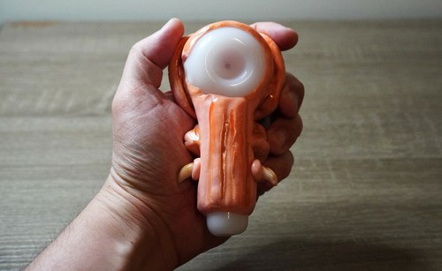 Scary pipe hand painted borosilicate glass smoking pipe - photo 5