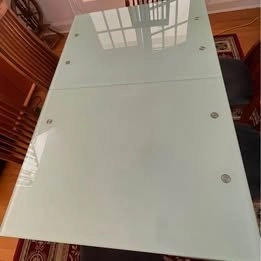 Mobler extendable wooden and glass dining table and six chairs