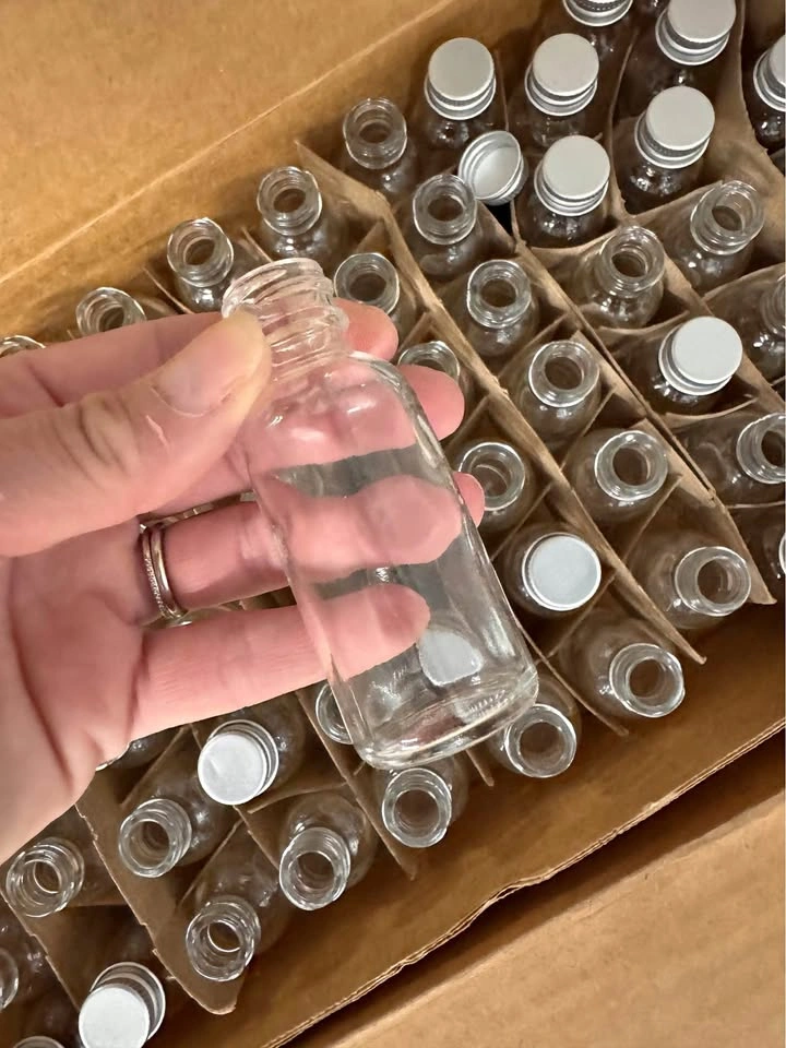Bulk Lot (120) Small Glass 1oz Sample Bottles with Silver Caps