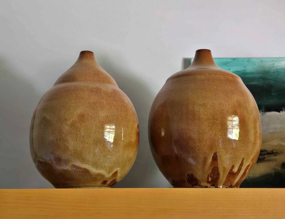 Pair of Hand-Thrown Ceramic Pots by Jerald Phoenix