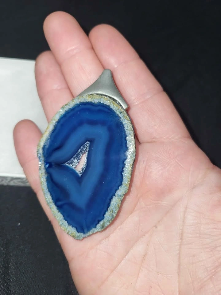 Blue Agate Druzy Pendant (no chain) - photo 2
