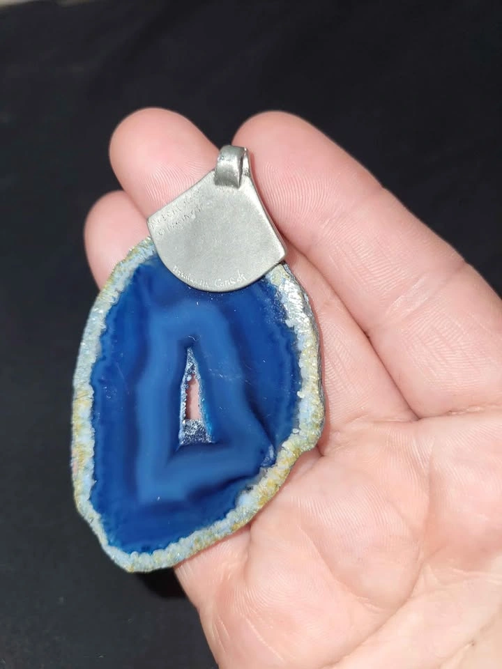 Blue Agate Druzy Pendant (no chain) - photo 3