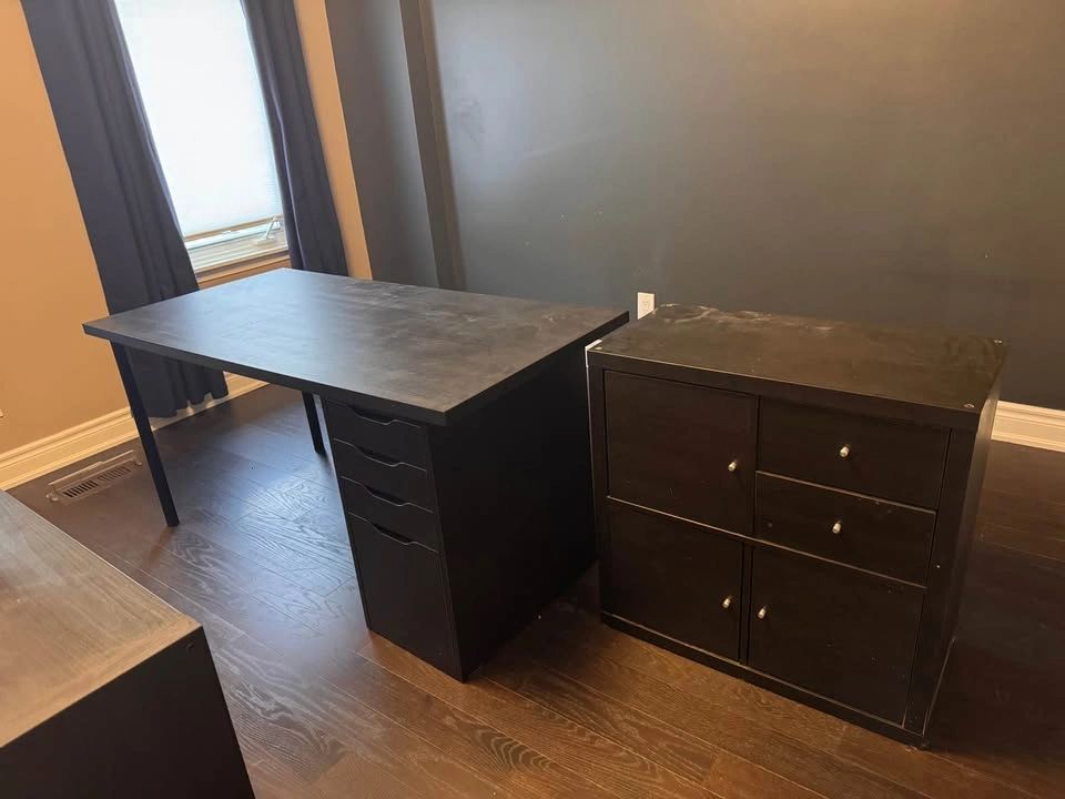 4pcs IKEA furniture: shelving, dresser, desk, filing cabinet - photo 2