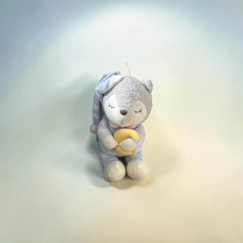 Sleeping Bear Plush Toy in Blue Pajamas