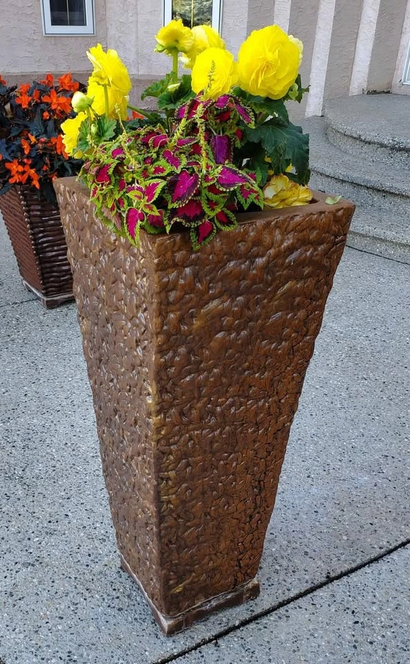 Solid Concrete Ceramic Glazed Walnut Brown Decorative Planters