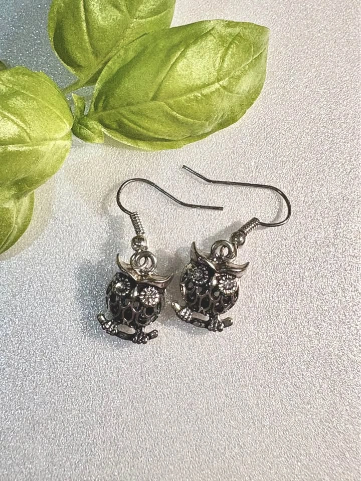 Silver Owl Drop Earrings - photo 2