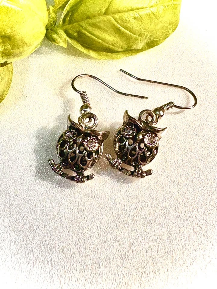 Silver Owl Drop Earrings - photo 3