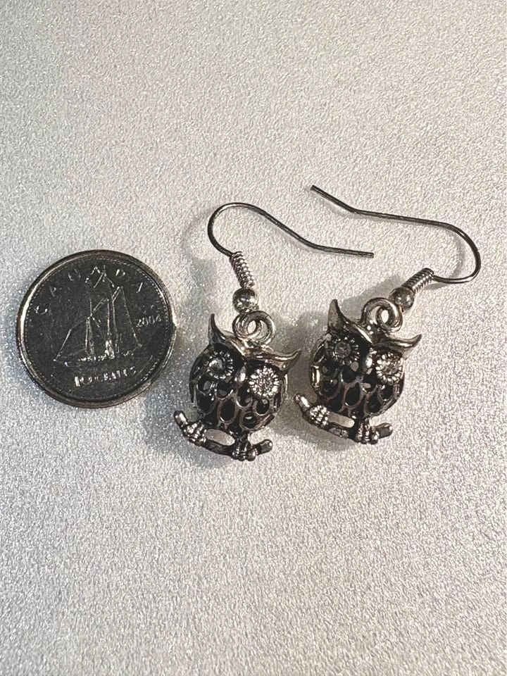 Silver Owl Drop Earrings - photo 5